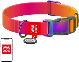 Nylonhalsbånd til hunde WAUDOG med QR-kode, orange, str. L