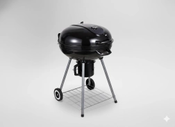 Rund havegrill til trækul med låg, askebeholder og hjul 66 × 57 × 85 cm