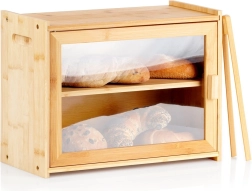 Bambus brødboks i to niveauer med tang 40 × 20 × 31 cm