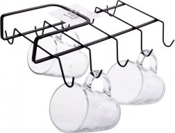 Metal krus-holder under hylde, sort