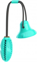 Interaktiv hundelegetøj med sugekop og godbidsdispenser, dentalt bidelegetøj – turkis