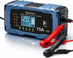 Qoltec intelligent bilbatterioplader 12 V 15 A med reparationsfunktion til AGM/GEL/LiFePO4