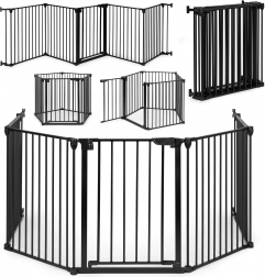 Børne- og hundesikkerhedslåge ECOTOYS, 5 paneler, metal, sort