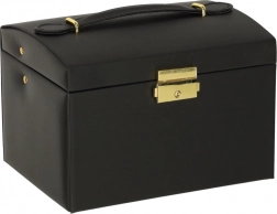 Sort smykkeskrin med skuffer og spejl