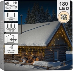 Udendørs lysgardin 180 LED 5,85 m – varm hvid
