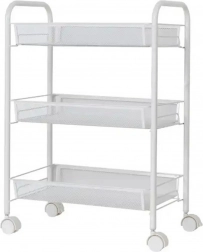 Ag952a rullende køkkenreol med bord hvid