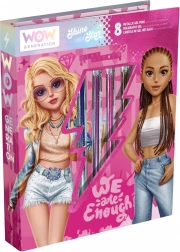 Kreativt sæt Notesbog + 8 penne Wow Generation