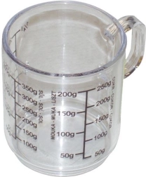 Målebæger med hank 0,25 l transparent plast