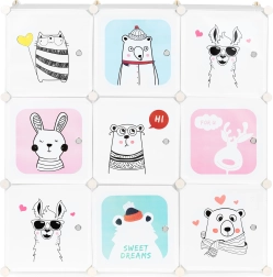 modulær børneskab med 9 låger med dyremotiver modernhome