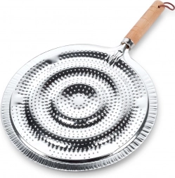 Metal flammediffusor til komfur 21 cm med træhåndtag