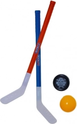 Plastishockeykøller 72 cm med floorboldbold og puck (2 stk.)