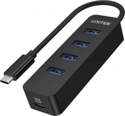 Aktiv USB-C-hub UNITEK med 4× USB-A 3.1, 10 W