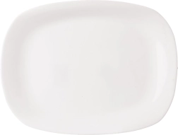 Rektangulært serveringsfad i hvidt glas 28 × 21 cm
