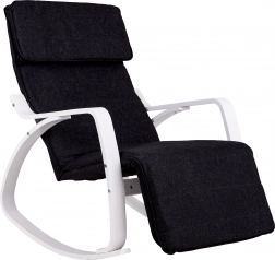 Gyngestol med justerbar fodstøtte fra ModernHome i hvid og sort farve