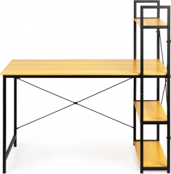 Træcomputerskrivebord med loftreoler