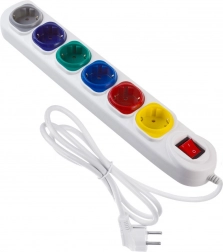 Forlængerledning 6 stik 1,5 m Maclean