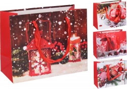Papirgavepose med julemotiv, størrelse S, 18 × 23 × 10 cm