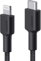 Nylon Lightning-USB C kabel sort 2 m