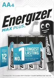 Alkaliske batterier AA ENERGIZER MAX PLUS, 4 stk.
