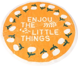 Rund skridsikker tæppe 80 x 80 cm - mønster Flowers, gul