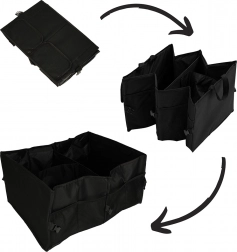 Sammenklappelig organizer til bilens bagagerum – stor tekstilarrangør