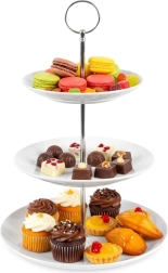 Porcelæn etagere med tre niveauer 34 cm hvid