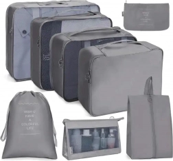 Rejseorganizer til kuffert – 8-delt sæt, grå