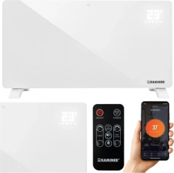 Glas elektrisk radiator KAMINER Zelva 2500 W med Wi‑Fi og fjernbetjening