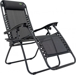 Have- og strandstol med justerbar ryglæn og kopholder – sort