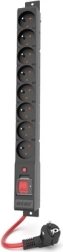 Overspændingsbeskyttet forlænger Acar R8 Power, 8× 230 V, 1,5 m, sort, 16 A