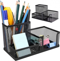 Sort net skrivebordsarrangør med 3 rum