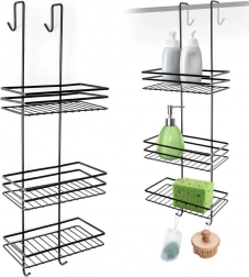 Hængende brusehylde i metal, sort, tretrins