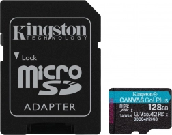 MicroSD-kort 128 GB Kingston Canvas Go! Plus A2 U3 V30 med adapter