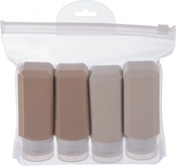 Silikone rejseflasker til kosmetik i etui, sæt med 5 stk.