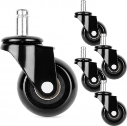 Gummihjul til kontorstol 50 mm, tap 11 mm, sæt 5 stk.