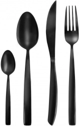 Luksuriøst sort bestiksæt i rustfrit stål til 6 personer, 24 dele ORION Black Luxury