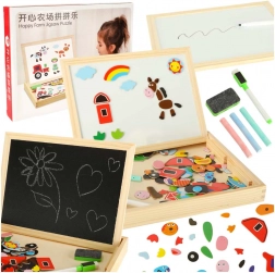 Magnetisk og kridttavle med puslespil