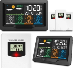 Trådløs vejrstation med farvedisplay og 3 sensorer BD-904 sort