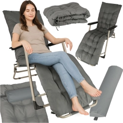 Sammenklappelig grå havestol med pude