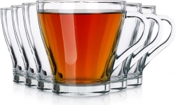 Glas til kaffe og te med hank 250 ml, sæt med 6 stk Vilde