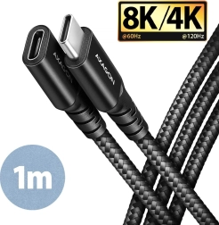 AXAGON USB‑C forlængerkabel Gen2 1 m, 20 Gbps, PD 240 W, 5 A, flettet, sort