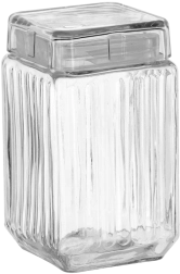 Firkantet glasbeholder 1,7 l med glaslåg