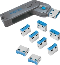 logilink usb-portblokkere med nøgle, sæt med 8 stk.