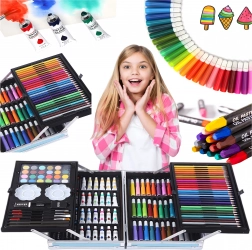 Kunstsæt til børn i aluminiums kuffert, 145 dele