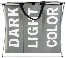 Trekammer vasketøjskurv med sammenklappeligt stel