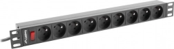 Rack-strømliste PDU 19" 1U 16A, 9 FR-udtag, 230 V, kabel 3 m, sort