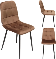 Polstret spisebordsstol i velour i loft-stil, brun