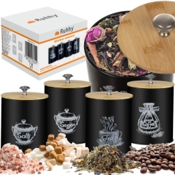 sorte køkkendåser med bambuslåg - 4stk Ruhhy