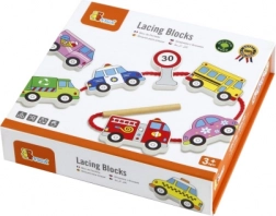 Viga træ snøresæt med køretøjer Montessori