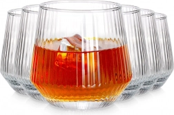 Sæt med glas 350 ml af rillet glas, 6 stk.